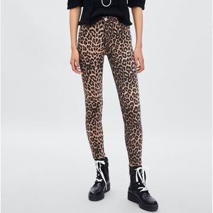 Zara animal print skinny jeans